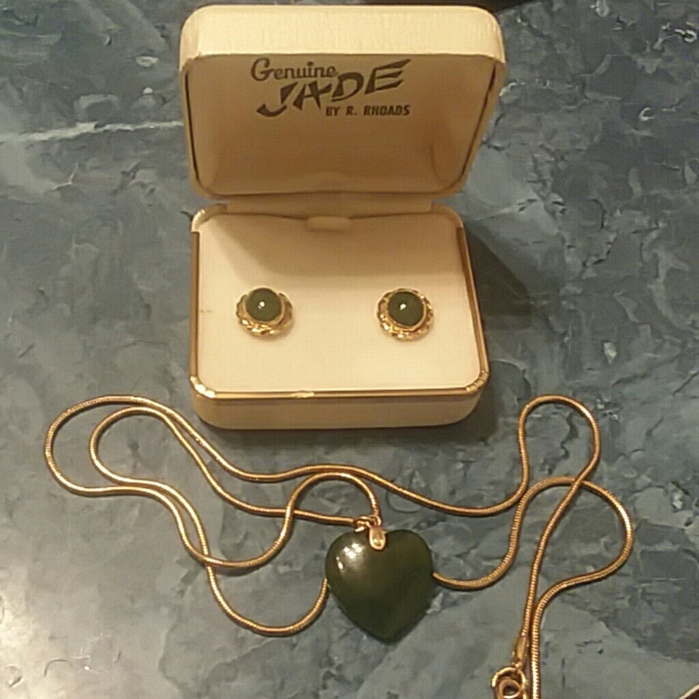 Genuine Jade necklace and earrings